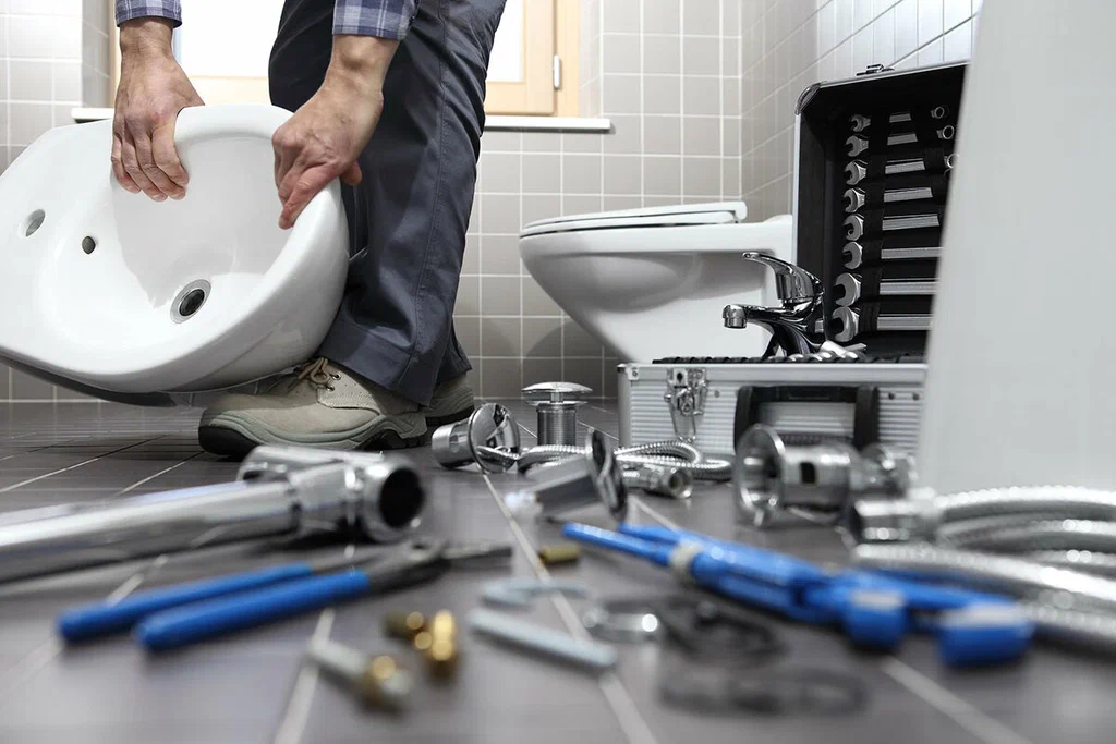 Plumbing tools prepared for a bathroom repair in Stuart